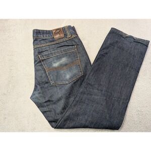 REDSKINS JEANS Mens Dark Wash Button Fly Denim Pants Size 33 KOA FLU KOA